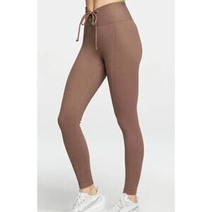 Year Of Ours Ribbed Lace Up Football Leggings Coco Brown Small Yoga Pants